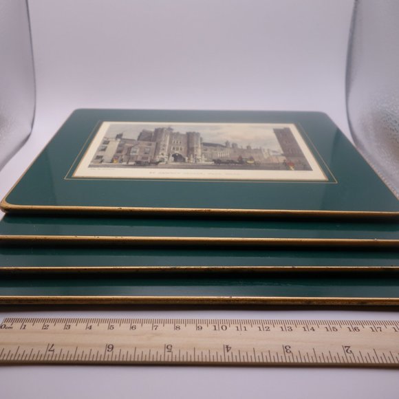 Set of Four(4) Vintage Lady Clare Green with Gold Border Place Mats - Picture 4 of 16